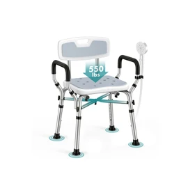 VFAUOSIT Shower Chair for Elderly and Disabled, 550 lbs Shower Chair for Inside Shower with Arms and Back, FSA/HSA 6-Height Shower Seats for Adults with Shower Bag, Bath Chairs for Seniors Inside Tub