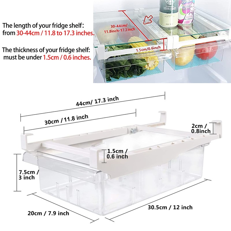Skycase Fridge Organiser, Fridge Organiser Set, Transparent Fridge Storage Box,
