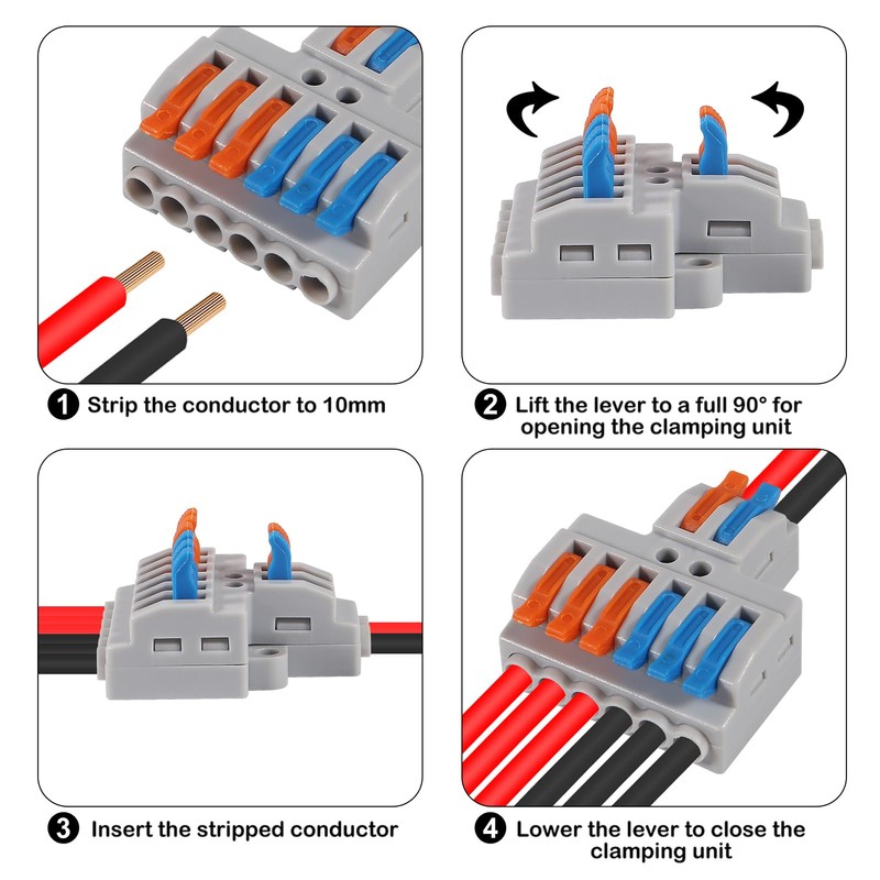10 pcs Lever Wire Connectors (2 in 6 Out),Quick Wiring