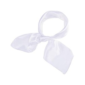 SATINIOR Chiffon Scarf Square Neck Scarf Handkerchief Retro Satin Ribbon Neckerchief for Women(23.6 x 23.6 Inches,White)