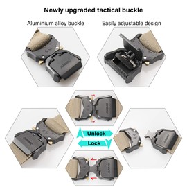 JUKMO Tactical Belt, 2 Pack Military Hiking 3.8 cm Work Belt with Heavy Quick Release Buckle, Black + Coyote