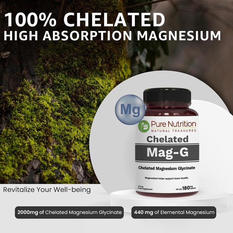 Pure Nutrition MagG - Chelated Magnesium glycinate Supplement | 180