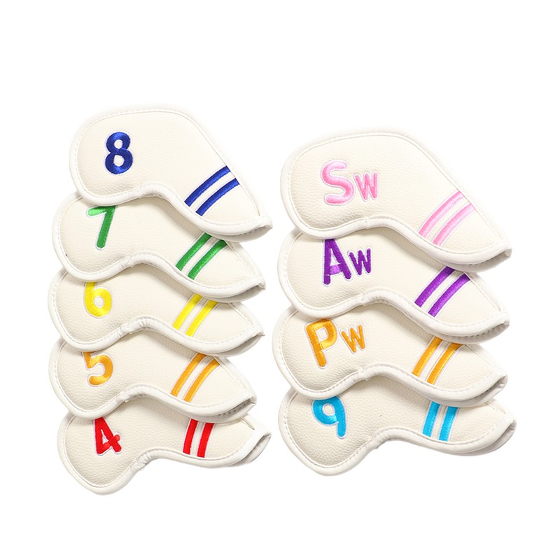 9pcs/set PU Waterproof Golf Club Iron Cover with Numbers Thickening