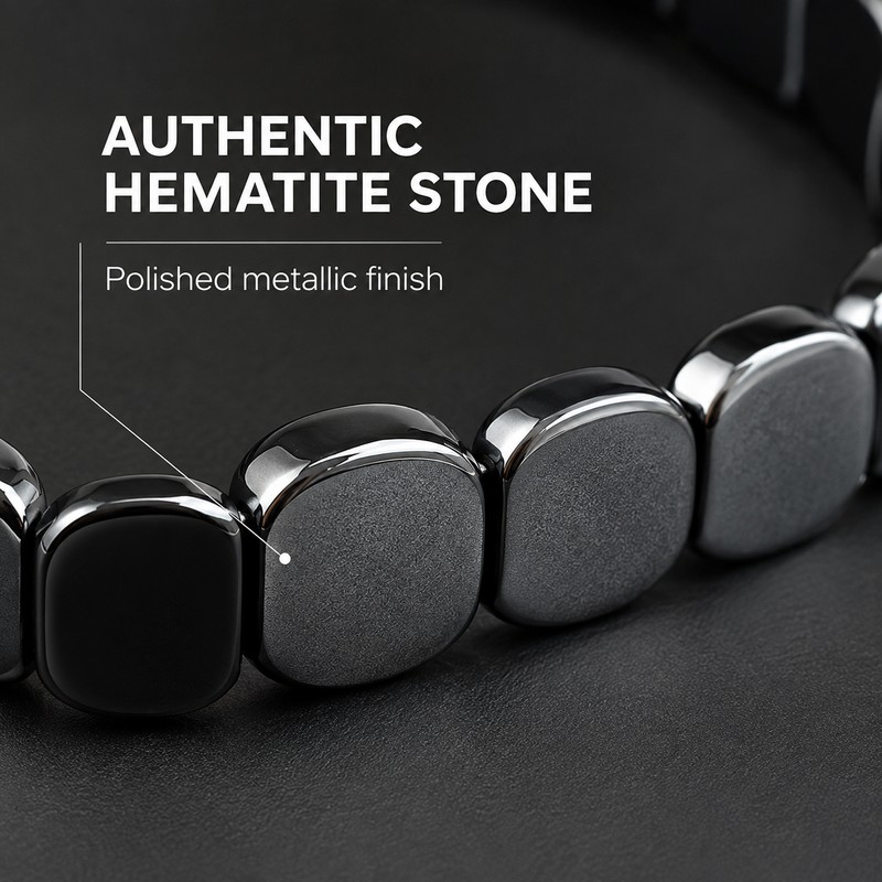 Hematite Bead Bracelet for Everyday Style – Geometric Metallic Stone
