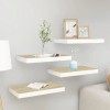 4-Piece Floating Oak and White Wall Shelves 15.7"x9.1"x1.5" MDF Display