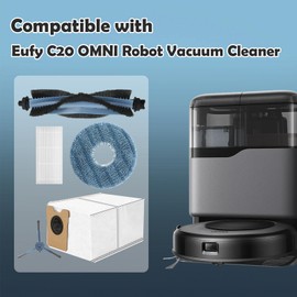 21 Pack Omni C20 Accessories Kit Replacement Compatible with Eufy Omni C20 Robot Vacuum Cleaner, 1 Main Roller Brush,4 Hepa Filters,4 Mop Pads,4 Side Brush,6 Dust Bags,2 Tool