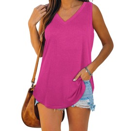 OFEEFAN Tanks for Women Workout Tank Tops Loose Fit Summer Tank Tops Pink Black White XL