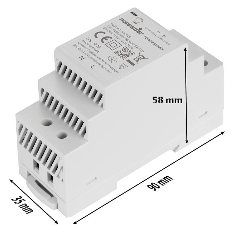 Poppstar 12V Transformer DIN Rail output 12 V DC 2