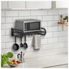 Microwave Shelf Wall Mount,Microwave Wall Shelf with 5 Hooks and