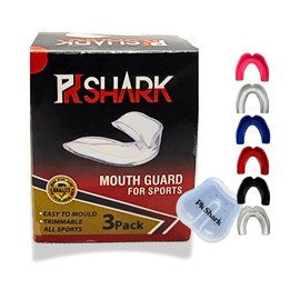 Pk Shark Adult Mouth Guard Mixed Colors for All Kinds of School and Professional Sports (6 Pack - Pink, White, Blue, Red, Black, Transparent Senior Age 13+)