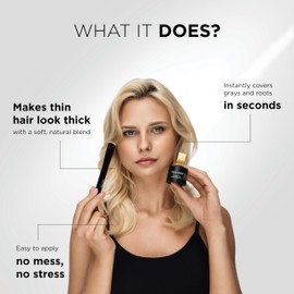 THICK FIBER Root Powder - Hair Concealer for Hair Thickening for Women and Men, Waterproof Hair Makeup for Concealing Roots - 4 g (Medium Blonde)