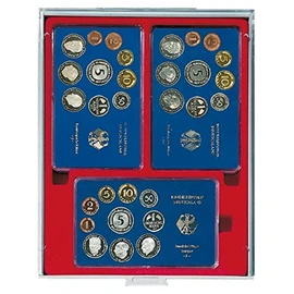 Lindner 2407 Collection Boxes for Mint Sets of German Coins-Gray / red insert