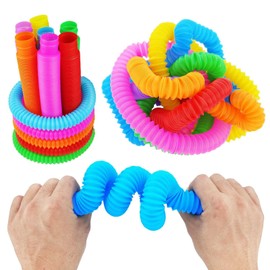 WUDQIJI 12pcs Pop Tube Wiggle Tube Pop Rainbow Pop Tube Pop Tube Pop Tube Decompression Toy Tube Eliminate Pop Tube Pop Tube Pop Pipe Hose Bendable Telescopic Spinning Connecting Creative Toys