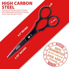 Nixcer High Carbon Steel Jaguar Hair Cutting Scissor (Black, 6.5 inches) - Precision, Innovation, Durability