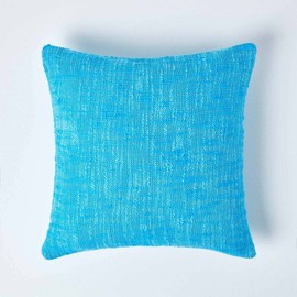 Homescapes Nirvana Knot Look Cushion Cover Turquoise Decorative Cushion Cover 45 x 45 cm 100% Cotton Cushion Cover for Decorative Cushion Sofa Cushion with Zip