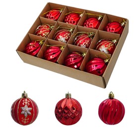Uten Christmas Baubles Christmas Ball DIY Decoration Seasonal Decoration Wedding Decoration Hanging Ball Pack of 12 (6 cm Red)