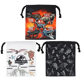 Takanami Create 103533 Drawstring Bag, Set of 3, Jurrac World, White, Black