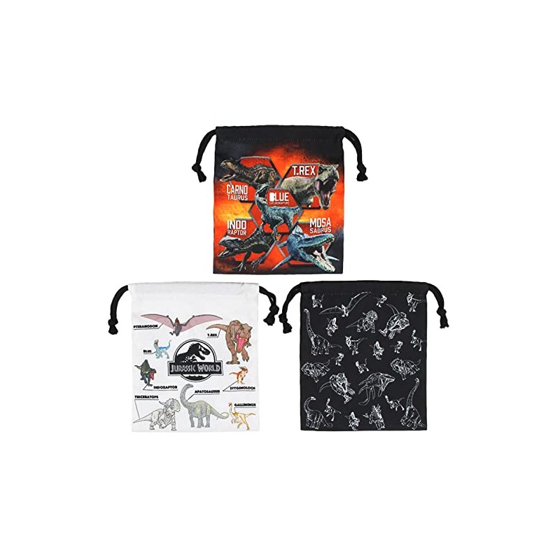 Takanami Create 103533 Drawstring Bag, Set of 3, Jurrac World,
