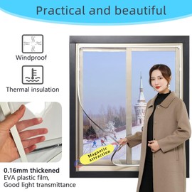 DIY Magnetic Window Insulation Kit Indoor Transparent Film for Heat and Cold (48"x44")