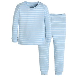 moimoln Ribbed Stripe Viscose Baby Toddler Pajamas Snug fit Pjs Daily Short Blanco Darkbrown 12-18m