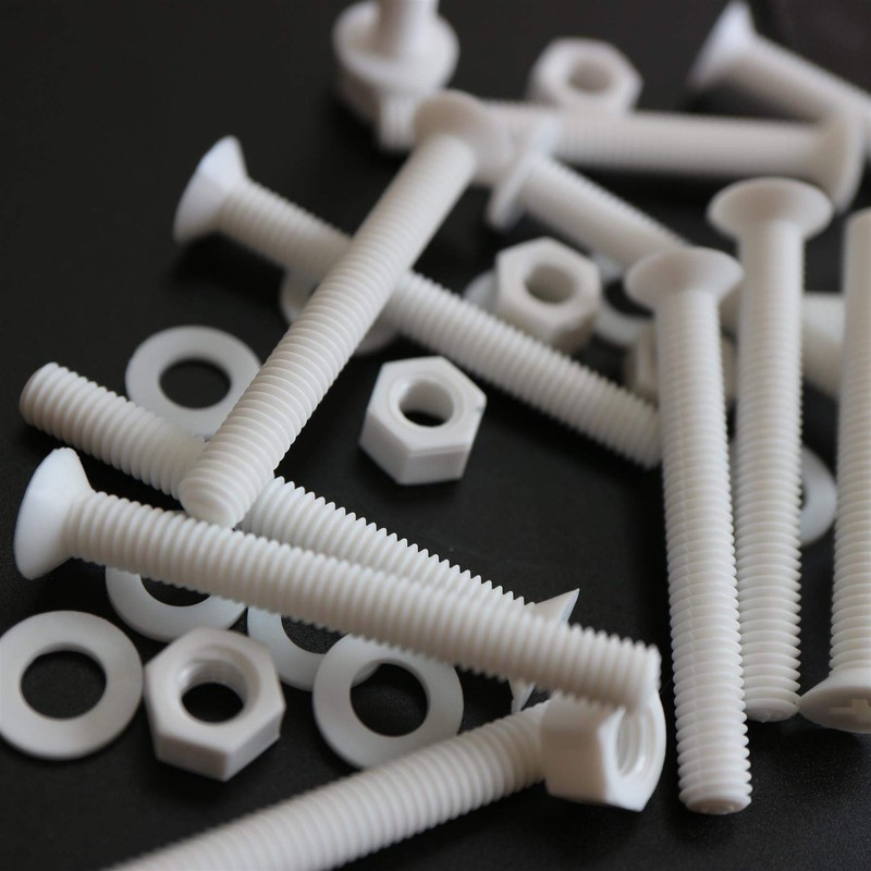 20 x White Countersunk Screws Polypropylene (PP) Plastic Nuts and
