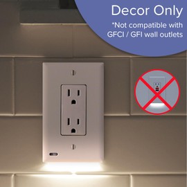 SnapPower 2 Pack GuideLight 2 for Outlets [for Standard Decor, Not GFCI outlets] - Night Light - Electrical Outlet Wall Plate with LED Night Lights - Automatic On/Off Sensor - (Décor, Light Almond)