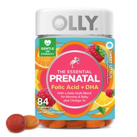OLLY Essential Prenatal Gummy Multivitamin, Folic Acid, Vitamin D, Omega 3 DHA, Supports Healthy Growth and Brain Development, Citrus Berry - 84 Count