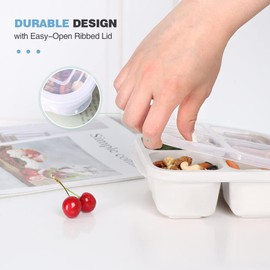 MEEYUU 4 Pack Snack Containers, 4 Compartments Bento Snack Box, Reusable Meal Prep Lunch Containers for Kids Adults, Divided Food Storage Containers for School Work Travel (Green/Blue/Pink/White)