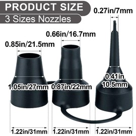 Winsyison 3 Sets Air Pump Nozzles Replacement, Plastic Air Pump Nozzles with 3 Sizes, Inflatable Attachments for Inflatable Bed Mattress Floats Swimming Pool Boat- Black