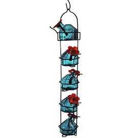 BestNest Parasol Lunch Pail Hummingbird Feeder, Tall, Aqua, 17.5 oz.