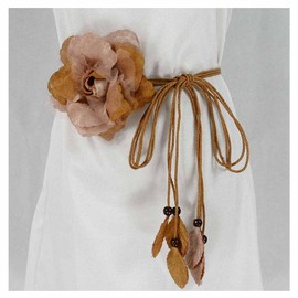 SHTGOI Women's Flower Belt, Chiffon Flower Bridal Belt, Adjustable Tassel Belt, Woven Belt Waistband, Flower Wreath, Vintage Waist Belt, Waist Belt, Decoration for Festival, Party, Wedding, Beach, 150