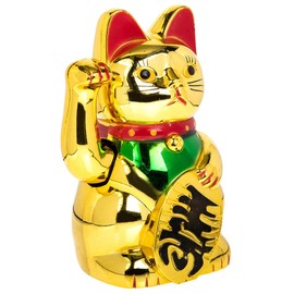Garneck Waving Hand Home Decor Gold Decor Welcoming Cat Ornament Home Desktop Decoration Feng Shui Cat Cat Statue Wealth Cat Statue Plastic Car Cat Accessories