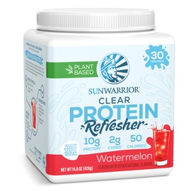 Sunwarrior Proteína en polvo transparente vegetal, mezcla de agua, vegana y refrescante, suplemento proteico e hidratante, 10 g por porción, sabor a s