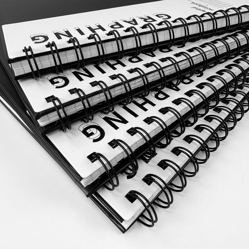 Rinrda A5 Graph Paper Spiral Notebook 8.5" x 5.7"-4 Pack
