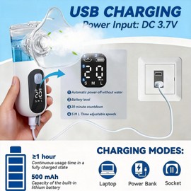 Intenso Portable Nebulizer for Adults & Kids, Rechargeable Handheld Nebuliser with Adjustable Mist & Self-Cleaning, Silent Travel & Home Nebulizer Machine with Digital Display