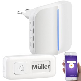 Somikon Bell: WiFi Socket Receiver & Kinetic Bell Push App 100 m 80dB (Wireless Doorbell, Wireless Doorbell Kinetic, Socket Switch)