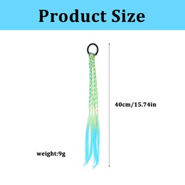 Coloured Hair Extensions, Pack of 6 Children's Colourful Braided Hair Pieces, Hair Pieces, Twist Braid with Elastic Rope Band, Colour Gradient Girls Hairpiece Band, Party Festival Decoration Gifts