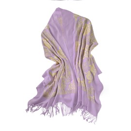 Urban CoCo Women's Embroidered Oversize Tassel Shawl Scarf (#2-Lavender)
