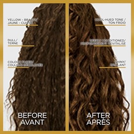 L'Oreal Paris Brillo de cabello tonificante en un solo paso, para uso en casa, aumenta el brillo, mejora el color, acondicionamiento, neutralización d