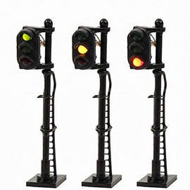 Scenes Collection, Traffic Signal Lights, 3 Light Traffic Lights, Black Metal Light Pillars, Pack of 3, 1:150 Railway Model, Building Model, Diorama, Scene Collection, Education, DIY