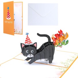 Pop Up Birthday Card, Funny Cat Birthday Card 3D Pop-Up Kitten Happy Birthday Cards for Cat Lovers, Son, Grandsons, Men, Women