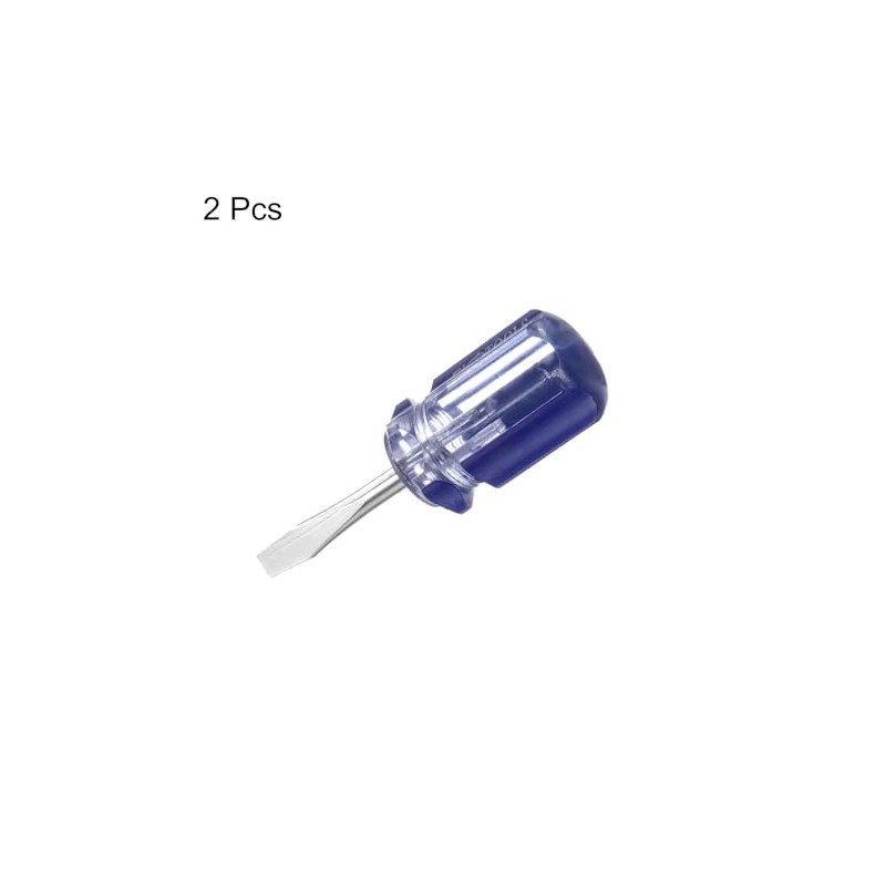 HARFINGTON 2pcs SL6 Short Tip Slotted Screwdriver Stubby Magnetic Flat