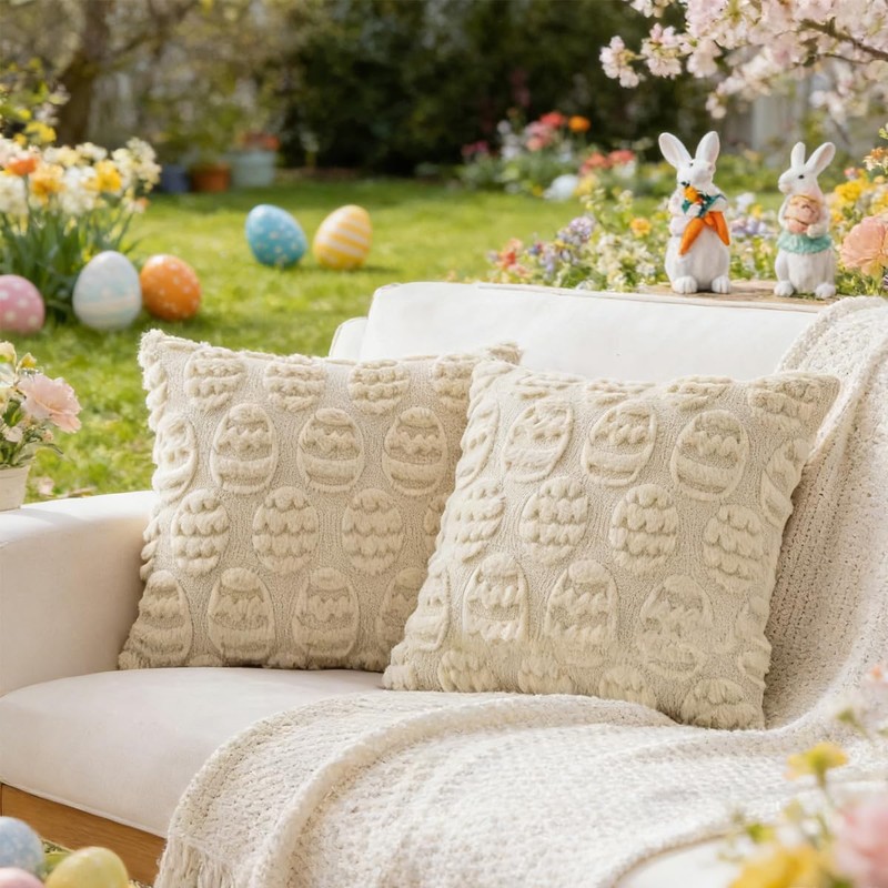 Easter Throw Pillow Covers, Easter Decorations for Home, 18x18 in