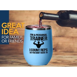 Luxe Gifting Personal Trainer Blue Edition Wine Tumbler 12oz - I'm Personal Trainer - Fitness Instructor Workout Coach Exercise Lover Cardio Lover Gym Coach