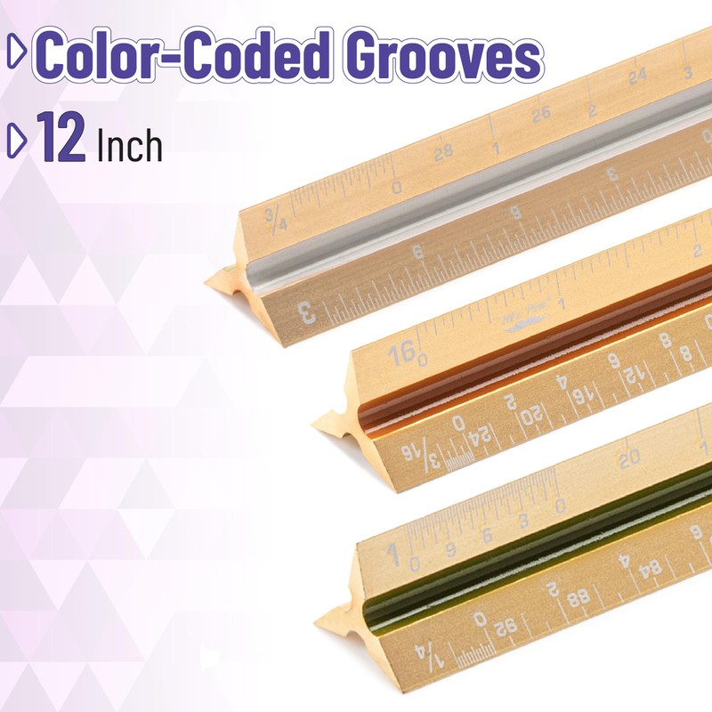 Mr. Pen- Architectural Scale Ruler, 12 inch, Gold, Aluminum Scale