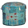 Rajasthali Indian Comfortable Floor Cushion-Cotton Ottoman Embellished with Patchwork and