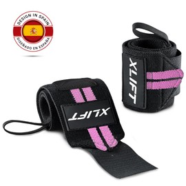 xlift 2 x Fitness Wrist Wraps Crossfit Accessories Wrist Brace for Weightlifting Wrist Wraps for Men and Women (Black/Pink)