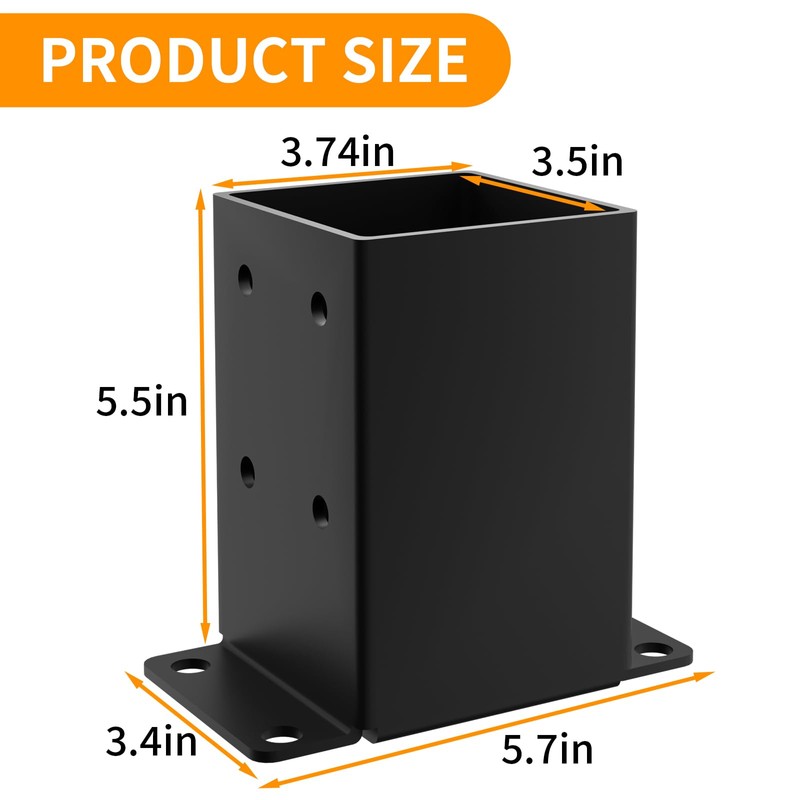 4x4 Post Base, Heavy Duty Post Anchor Base, Inner Size