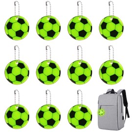 ISIYINER Pack of 12 Football Safety Reflector Pendants, Children's Reflector Pendant with Chains, Football Pendants, Reflectors for Night Cycling, Running, Trekking