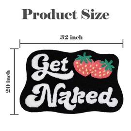 Yonchic Get Naked Bathroom Rugs, Soft Thick Microfiber Rug, Funny Cute Pink Strawberry Bath Mats, 20"x32" Water Absorbent Non Slip Washable Mat